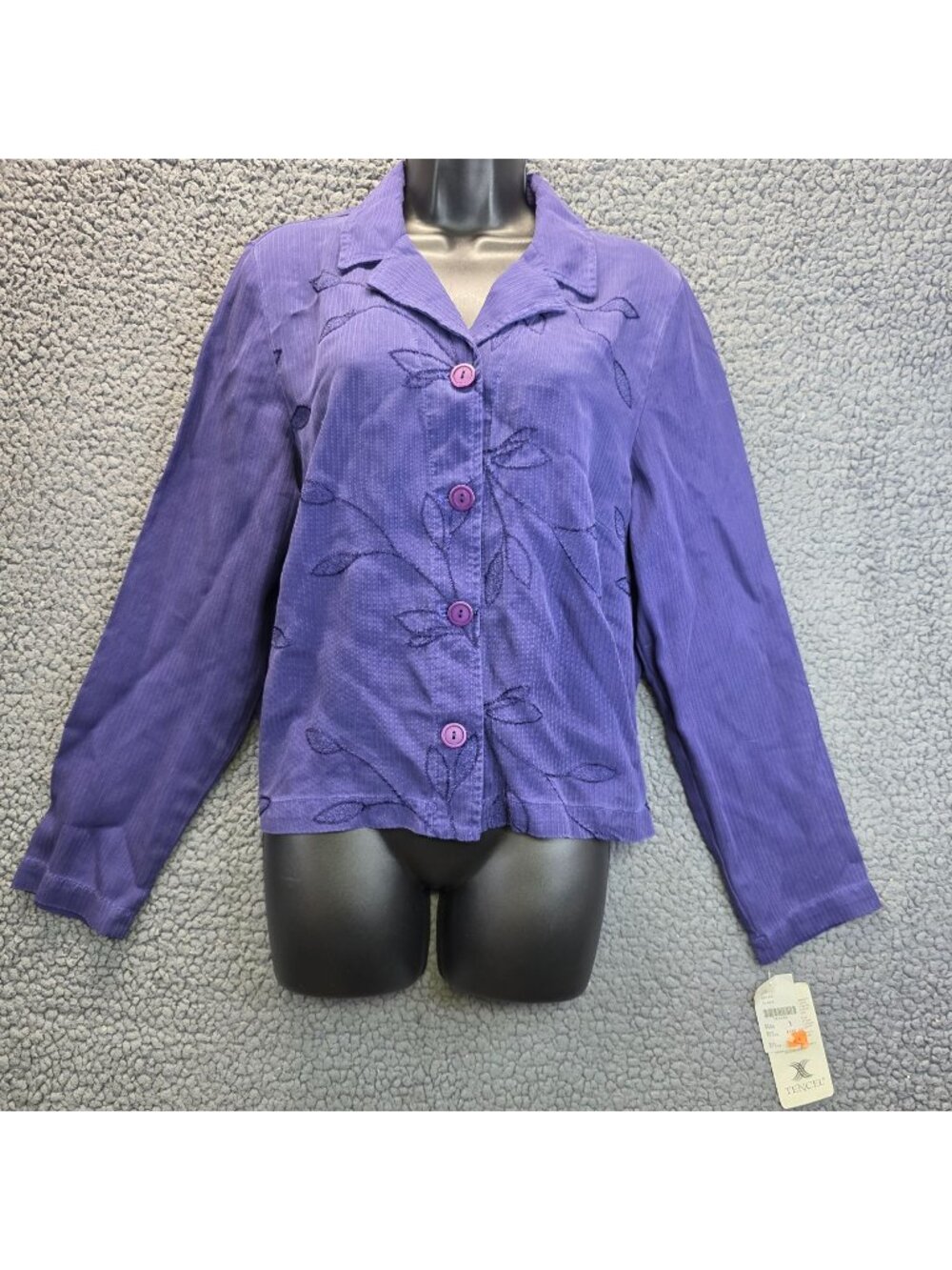Vintage Action Wear Embroidered Button Up Shirt  M Blue Retro Indie Cottagecore